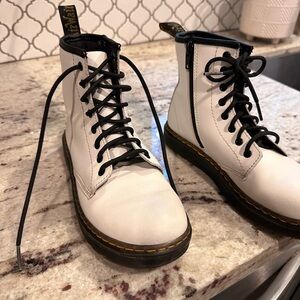 Dr. Martens White and Black Lace-Up Boots